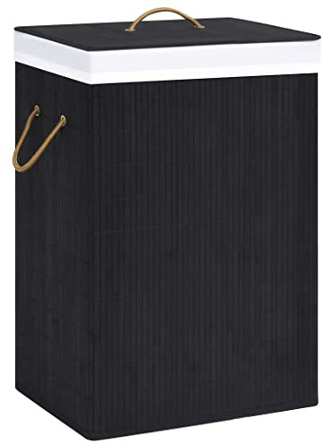 vidaXL Panier à linge avec une seule section bambou noir