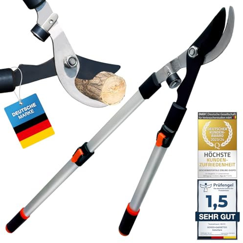 Teleskop Astschere Gartenschere mit geschmiedeter Klinge aus rostfreiem Edelstahl und Aluminum Teleskop Griffen