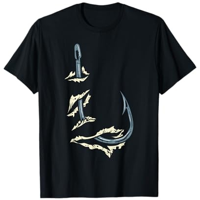 Fish Hook Cool Fishing Fisher Fisherman Angler Men Women Dad T-Shirt