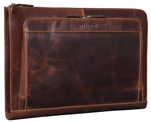 STILORD Murray Housse Ordinateur 15,6 Pouces Cuir Pochette pour MacBook 16 Pouces Vintage Organiseur de Documents Sleeve Conférencier A4 Organizer Couleur:Florida - Marron