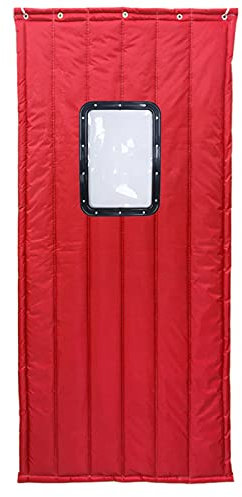 Koncy Wärmeschutzvorhang Tür, Thermovorhang für Haustür Winter Türvorhang Kälteschutz Isolier Schutz Panel-Isolierung Wasserdicht Winddicht (Farbe : Rot, Größe : 85×195cm/33×76inch)