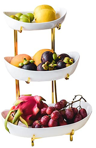 Frutero de 2 Pisos, Desmontable Ceramic Cesta Fruta, Frutero De Capas Canasta para Conservan Frutas, Verduras, Bocadillos o Pan,3 Tier