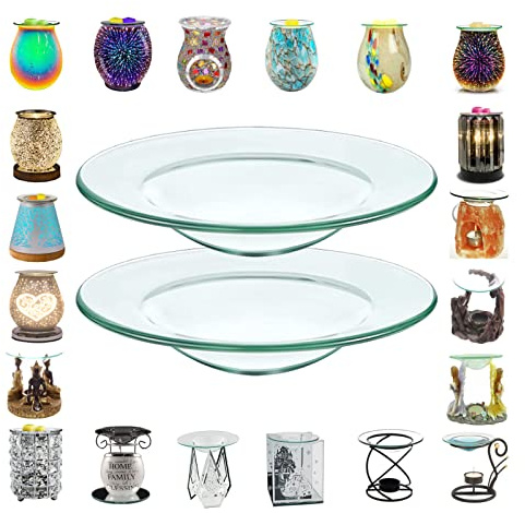 2X MIRUB Replacement Glass Dish for Oil Burner or Tea light candle holder, Replacement glass for wax burner or Wax Melts, spare glass dish for wax burner (12cm – 4.7 Inches)