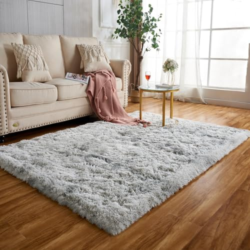 Achiiso Hellgrau Schlafzimmerteppich rutschfest 90x160cm Teppiche | Flauschig, Hochflor 4-5 cm, Hochwertiger Schaumstoff, für Wohnzimmer, Kinderzimmer, Babyzimmer