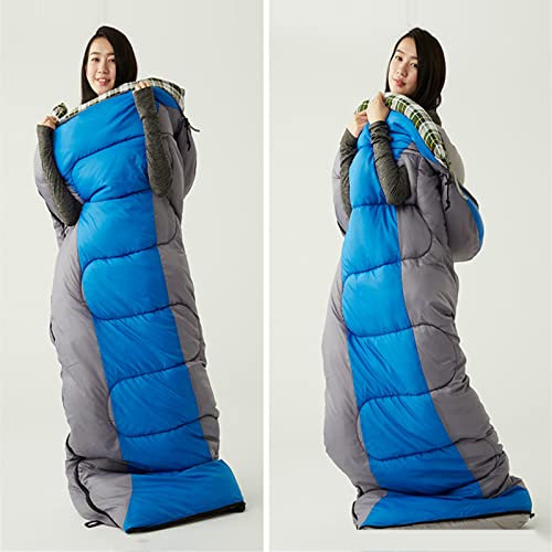 ksamwjf Waterproof and Warm Sleeping Bag for Adults Camping, Ultralight 3-4 Seasons Blanket Outdoor Sleeping Bags for Trekking and Travel (Blue 2000g)