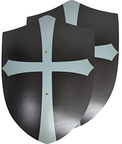 Adventure Awaits! - 2-Pack - Handmade Wooden Toy Knights Templar Shield - Handmade - Lightweight Wood Toy Shield Set for Outdoor Play