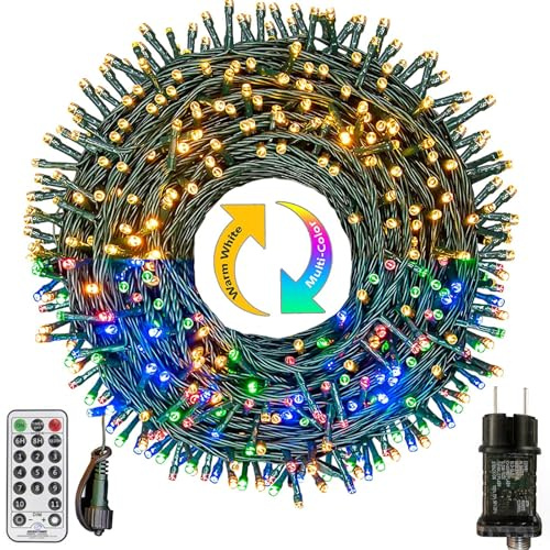 Lichterkette Außen Weihnachtsbaum 30M 300LED Warmweiß & Bunt mit 11 Modi | Weihnachten Lichterkette mit Fernbedienung Timer Merkfunktion, Weihnachtsbeleuchtung für Garten Party Hochzeit Weihnachtsdeko