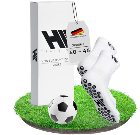 HF Training® - 1 Paar Rutschfeste Fußball Socken (kurz) mit gummierten Noppen (Unisex) - Fussball-Socken mit Grip für Damen & Herren - Kurze Anti-Rutsch Fußballsocken - Sportsocken atmungsaktiv