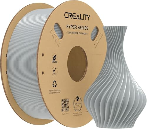 Creality Hyper PLA Filament für 3D Drucker, 1,75mm 3D Druck Filament, Maßgenauigkeit +/- 0,03 mm, Passend für die Meisten FDM 3D Drucker (Grau)
