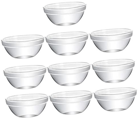 OKUMEYR 10pièces Bol Verre Pour Salade Petit Bol Alimentaire Transparent Ramequins Verre De Service De Préparation Alimentaire Transparent