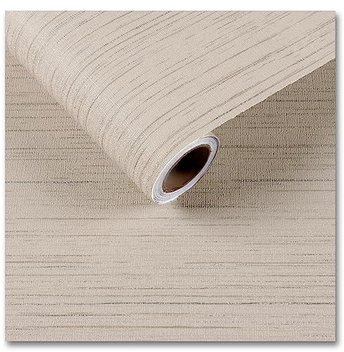 CRE8TIVE Papier peint autocollant en lin beige 30 cm x 900 cm Jaune clair - Film décoratif pour meubles - Papier peint photo pour salon, plan de travail, armoire