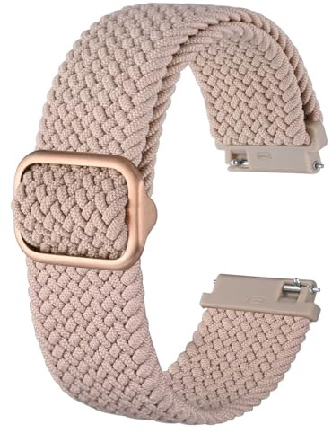 BISONSTRAP Bracelets de Montre en Nylon 18mm, Bracelet de Tressé Réglable pour Hommes et Femmes, Rose avec Boucle Rose