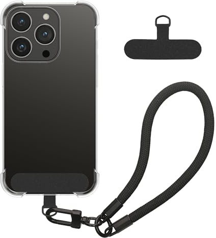 kwmobile Smartphone Case Compatible with Apple iPhone 15 Pro Case - Crystal Clear TPU Phone Case - Wrist Strap - Transparent/Black