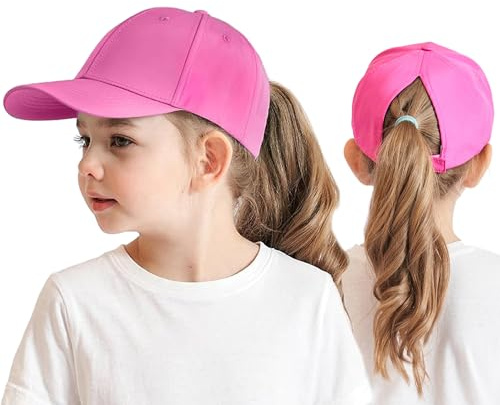 3-8 Jahre Kinder Baseballkappe mit Pferdeschwanz für Mädchen Jungen Golf Visor Hut Basecap Sonnenblende Hut UV-Schutz Schirmmütze Sommermütze Junior Sommerhut Tennis Kappe Sonnenhut Visier UPF 50+