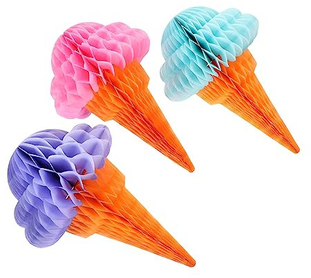 CIYODO 12 STK Eiscreme-wabenkugeln Mini-wabenkugeln Hawaii- Dekorationen Für Eiscreme-Geburtstagsfeiern Hawaiianische Girlande Wabengewebekugeln Wabenkugel-anhänger -Banner Papier