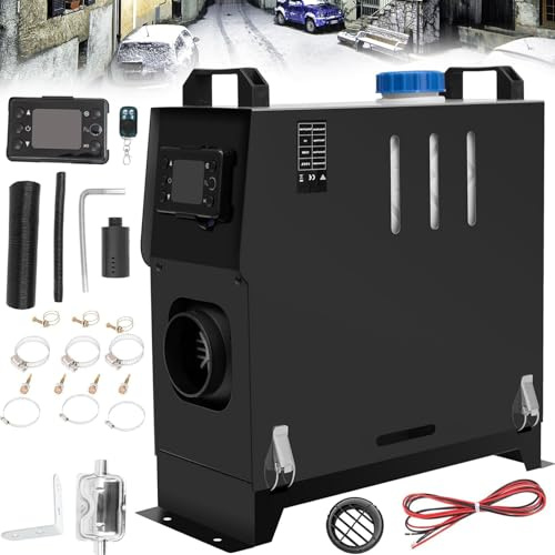 XYJBHB 5-8 KW 12V Diesel Air Heater, Parking Heater Diesel Night Heater, All In One Air Heater Fast Heating with Remote Control and LCD Display for Car Trucks Caravans or Motorhomes (Black)