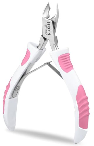 Cuticle Trimmer with Non-Slip Grip Handle Professional Stainless Steel Cuticle Cutter Sharp Blades Double Spring Cuticle Nippers for Nail Care Pedicure Manicure Nail Tools (White/Pink)