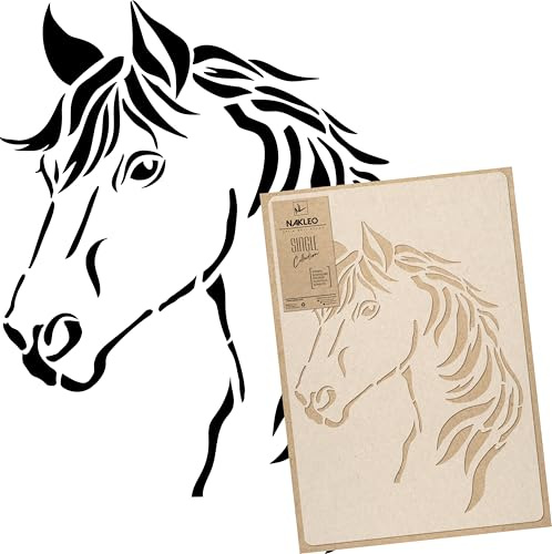 NAKLEO Pochoir pour Peinture Murale Grand Format 43x64cm, Modèle en Plastique et Réutilisable, Cheval Animaux Chevaux, DIY Bricolage Artisanat Décoration a Peindre, Bois Tissu Mueble