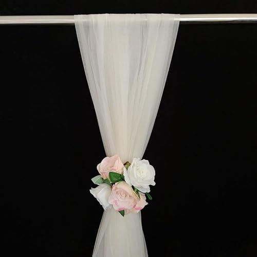 WANYI 1.5 * 10M Tüll Meterware Organza Tüllstoff Hochzeit Gardinen Hochzeitsbogen Querbehang Transparent Hintergrund Tüllnetz für Fotografie Party Hochzeit Torbogen Zeremonie (Creme)