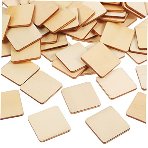 NUOBESTY 100pezzi Blocchi Di Legno Quadrati Per Fai Da Te Tavole in Legno Non Finite Per Pittura Incisione e Decorazioni Artigianali Materiale Durevole Per Progetti Creativi e Lavoretti Edu