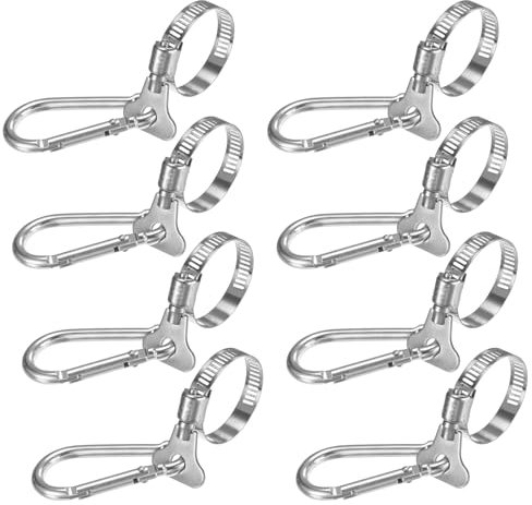M METERXITY 8-Pack Flag Pole Rings 0.7-1.3 Inches, Adjustable Flag Pole Clips W Flagpole Clamp to Hold Flag, Stainless Steel Flagpole Clips Grommet Rings for Garden/Boat/Vehicle/Yacht