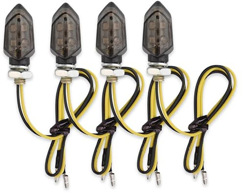 Binego® 4x LED Blinker Motorrad E Geprüft mit getöntem Rauchglas LED | Universelle Mini Blinker Moped Zubehör | StVZO konform (4er Set)