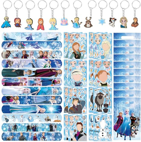 Mitgebsel Kindergeburtstag, Party Mitgebsel Spielzeug Geburtstagsdeko 16 DIY Aufkleber 12 Schlüsselschnalle 12 Schnapparmband Kinder 10 Geschenktüten Kindergeburtstag, Spielzeug Für Partybeutelfüller