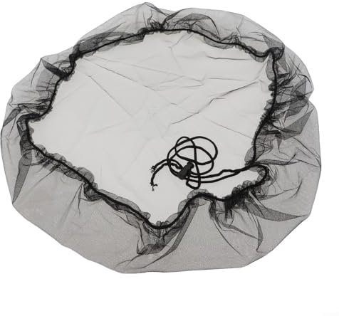 Cubierta de malla para barriles de lluvia con cordón de 60 a 100 cm, tapa de cubo de agua para exteriores, red de protección de follaje, color negro (80 cm)