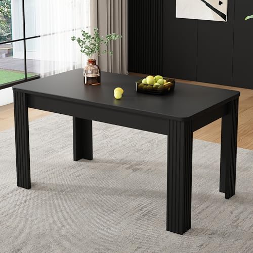 Merax Table à manger rectangulaire en bois, table de salle à manger, table de cuisine moderne pour salon et salle à manger, 116L x 65l x 75H cm, noir