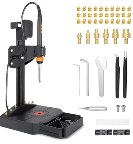 Outil de thermofixation vertical, presse à inserts filetés Mintion, outil de fusion d'inserts filetés, fer à souder 90 W, inserts filetés M3 30 pièces, pannes à souder M2-M8, imprimante 3D
