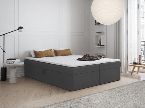 Godre Boxspringbett Faro 2 ohne Kopfteil mit Bettkasten, Federkern wählbar (Bonell/Taschenfederkern/Multipocket), Verschiedene Größen & Farben, Komfortbett ohne Topper (120x200)