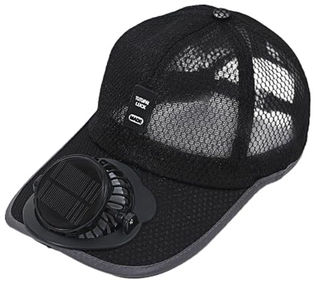 Sombrero De Sol con Ventilador, Sombrero De Sol con Energía Solar/Cargador USB Cons Ventilador Incorporado, Gorra Cons Protección UV Y Ventiladors Solar, Gorra Béisbol Malla para Hombres(A)
