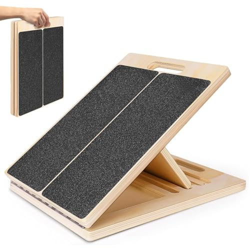 Schrägbrett, Wadendehner, Balance Board aus Holz, Slant Board, Einstellbarer Anti-Rutsch Geneigte Schrägbrett(5 Winkel), Gleichgewichtstrainer für Übung Körper Gleichgewicht strecken Beinmuskeln
