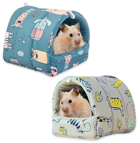 TYXHXTF 2 Pezzi Cuccia per Criceto, Lettino per Piccoli Animali, Casetta per Porcellini D'India Conigli Criceti Riccio Nido invernale (18 * 19CM)