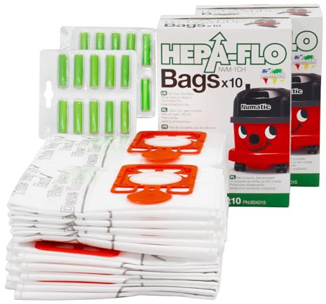 Reliapart GENUINE Numatic Henry Hetty Hepa-Flo SMS Dust (20 Bags + 20 Fresheners) NVM-1CH for Henry Hetty James NRV200 NVR225 RSV200 Series 604015 Dust Vacuum