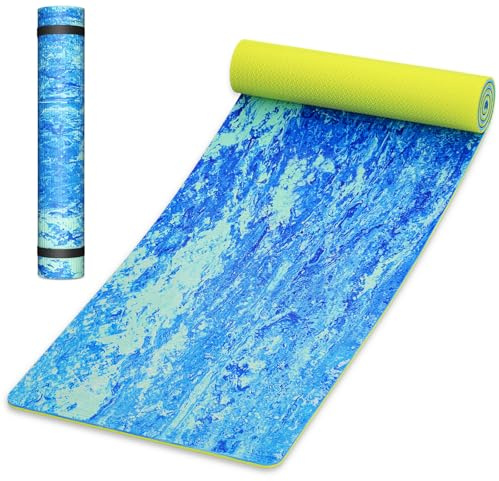 OUTDOUSE Tinglan-Blaufärbung Gymnastics Mat Yoga Mat, Sports Mat 0.6cm Thick TPE Yoga Mat Non-Slip Yogamatte Rutschfest Gymnastikmatte Pilates Gymnastik