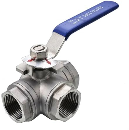 Female Thread Valve,1pcs Stainless Steel 1/4 3/8 1/2 1 BSP Female Full Port T/L-Port 3 Way Ball Valve，Type,3/8 Inch