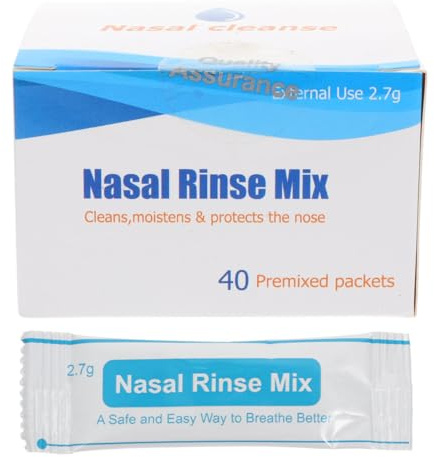 Nasenspülsalz 40 Stück in Box, Weiß, für Nasenpflege und Reinigung | Praktische Kunststoffverpackung, für Erwachsene im Außendienst, Speziell für Nasenhöhle und Wunden