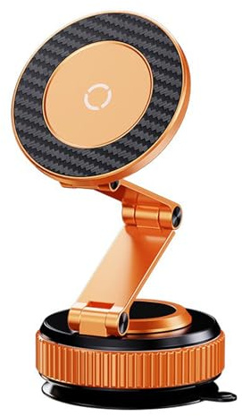 GEYUTHS Magnetic Car Phone Holder with Suction Cup, 360° Adjustable Zinc Alloy Folding Phone Holder for Your Car for Tesla iPhone 17 Pro Max 16 15 14 13 12 Plus