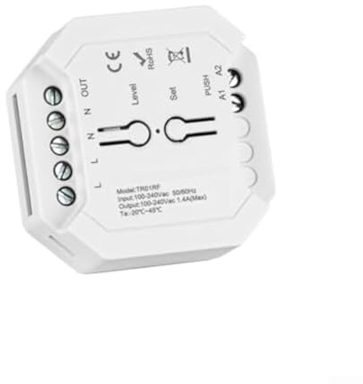 AC Triac - Dimmer a LED, senza fili, 100 V-240 V, controllo dell'illuminazione con luminosità minima regolabile e funzionamento a pulsante per LED, lampadine e alogeni, per interni, bianco (RF + per