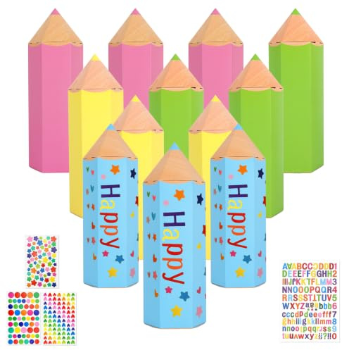 Hojalis Pack de 12 Petits Cônes D'école, 20 x 6CM Mini Cornets Scolaires, Sacs à Sucre à Remplir pour la Rentrée des Classes, Boîte de Bonbons Colorée pour la Rentrée Scolaire, Cornet Surprise