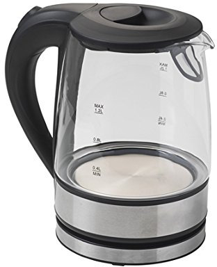 BRANDANI Techno Collection Bollitore Elettrico, Acciaio Inox/Vetro, Metallizzato, Taglia Unica, 1,2 Litri