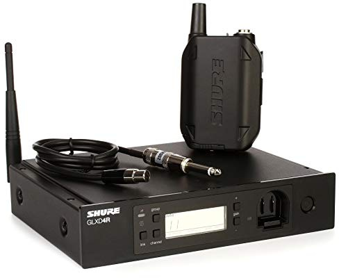 Shure GLXD14R Rechargeable Digital Wireless Guitar System with GLXD4R Rack Mount Receiver, GLXD1 Bodypack Transmitter and WA302 Instrument Cable, Wireless Freedom for Guitarists and Bassists