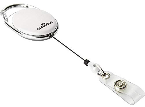 Durable - Enrouleur STYLE - Avec lanière bouton pression - Cordon rétractable 80 cm - Blanc - Boite de 10 - 832401