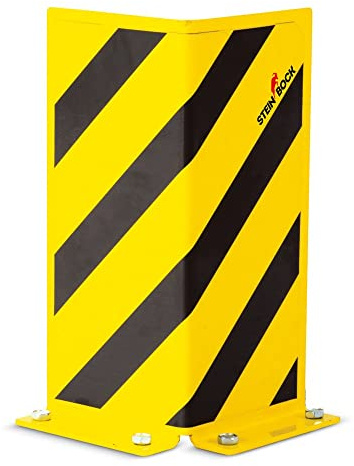 Steinbock Rammschutz-Ecke | Winkel-Form | HxBxT 400 x 180 x 180 mm | 5 mm Materialstärke | 2-seitiger Schutz in Signalfarben | einfache Montage | Anfahrschutz aus Stahl | Pfostenschutz | Regalschutz
