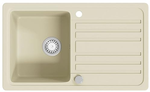 vidaXL Fregadero de cocina de granito con un seno beige
