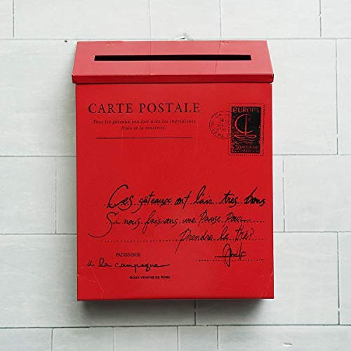 Briefkasten, Retro-Stil, Metall, abschließbar, Wandhalterung, Rot