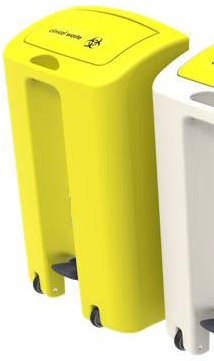 Office Needs Direct EnviroStep 90 Litre Yellow Base Peddle Yellow Lift Lid Clinical Waste & PPE Bin With Antimicrobial Additive