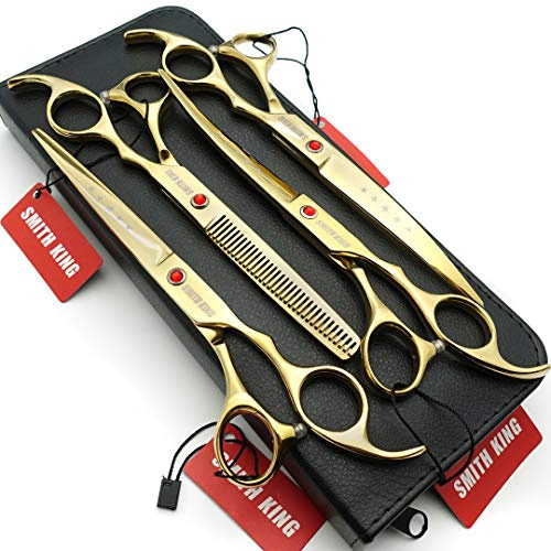 SMITH KING Set di 4 forbici da toelettatura per cani da 7 pollici