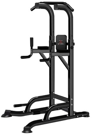 MAXSTRENGTH Power Tower Station de traction réglable et support de traction multifonction pour entraînement à la maison, salle de sport (noir uniquement)